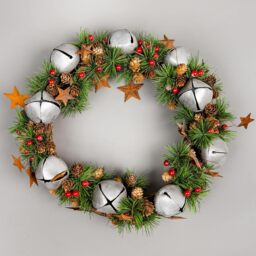 25cm Bells Stars and Pine Green Christmas Wreath