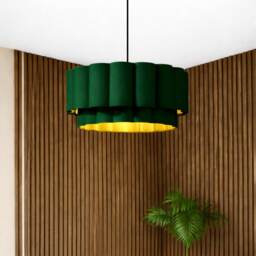 CGC Selina Scalloped Two-Tier Forest Green Drum Lampshade Large 48cm