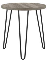 Owen Retro Round End Table in Distressed Grey Oak Grey Grey Oak