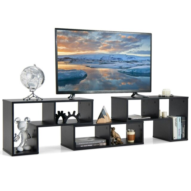 COSTWAY TV Stand for TVs 65 Inches Entertainment Center Black Black 1