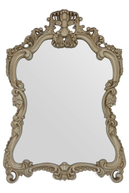 Baroque Wall Mirror With Gold Frame & Decorative Shell Motifs,Accent Mirror,Floral Detailing Wall Mirror Gold