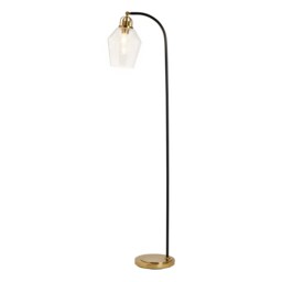 BHS Saskia Bubble Glass Arc Floor Lamp, Satin Brass