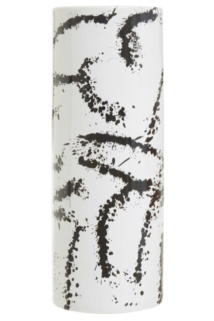 Interiors by Premier Durable Large Black And White Ceramic Vase, Easily Maintained Pottery Vase, Contemporary Vase For Flowers White