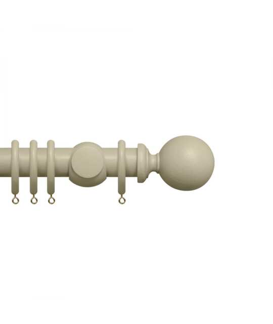 Premium 35mm Wooden Curtain Pole Set - Stone Grey 145cm Grey Stone Grey