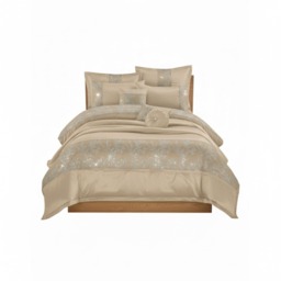 Embroidered Duvet Cover Set Luxury Bedding with Matching Accessories Brown Mink Double