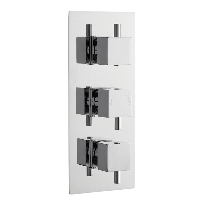 Balterley Contemporary Square Concealed Triple Thermostatic Shower Valve with Diverter 3 Outlets