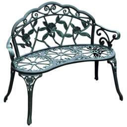Outsunny Garden Bench Porch Park Seat Vintage Rose Style Cast Aluminium Green Green