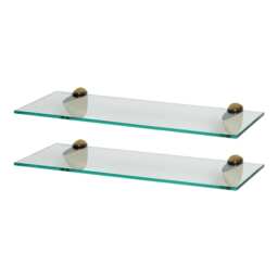 Harbour Housewares Floating Glass Shelf - 50cm - Metallic Brackets - Bathroom Shower Storage Vanity Display Unit Shelf Gold Gold 2