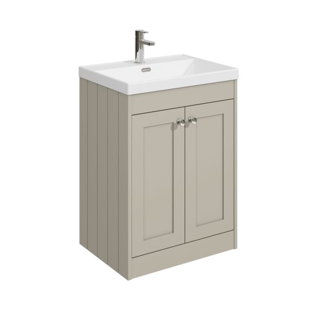 Balterley Floor Standing 2 Door Unit with Thin Edge Basin 1 Tap Hole Grey 800 x 600 x 453mm