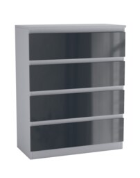 Gloss 4 Drawer Chest No Handle Storage Cabinet Grey Gloss Grey Drawer One Size 1