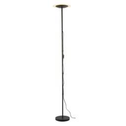 LED Black Switched Uplighter Floor Lamp with Frosted White Polycarbonate Shade Black Black 1