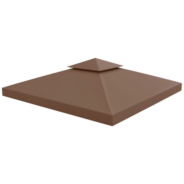 Outsunny 3(m) 2 Tier Garden Gazebo Top Cover Replacement Canopy Roof Coffee Brown