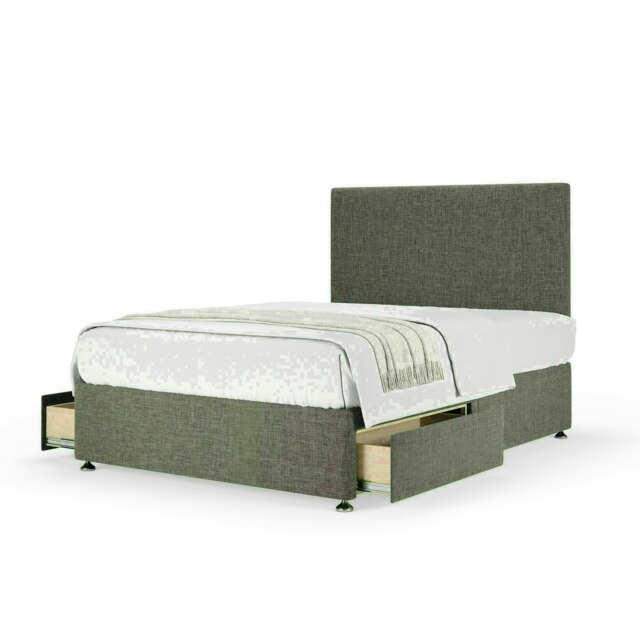 Slate Linen 2 Drawer Divan Base and Valencia Headboard Super King