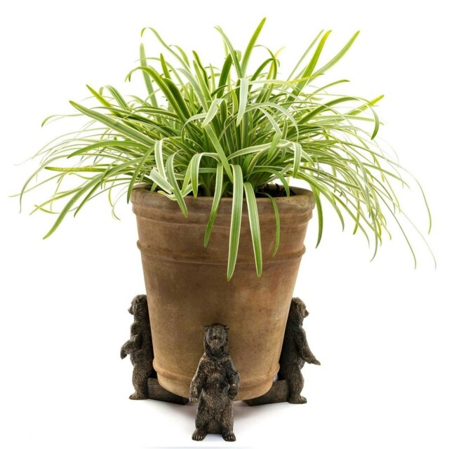 Potty Feet Bronze Grizzly Bear Garden Décor Multi