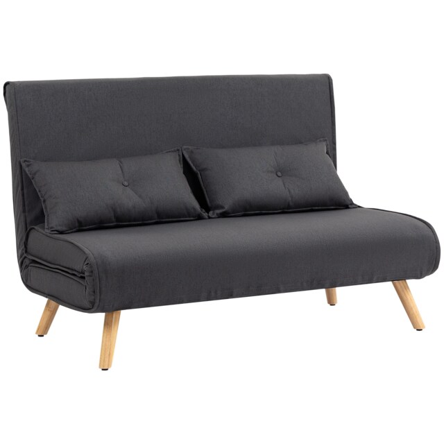 HOMCOM Click Clack Sofa Bed, 2 Seater Bed Settee for Living Room, Grey Grey Charcoal grey