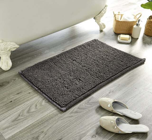 Pebbles Bath Mat Set in Charcoal Grey Grey