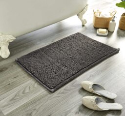 Pebbles Bath Mat Set in Charcoal Grey Grey