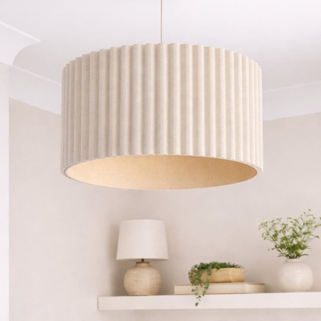CGC Allegra Oatmeal Linen Fine Scallop Extra Large Drum Lampshade