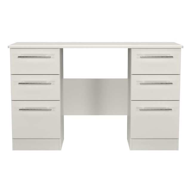 Carlton 6 Drawer Kneehole Desk in Grey Matt (Ready Assembled) Grey Grey Matt