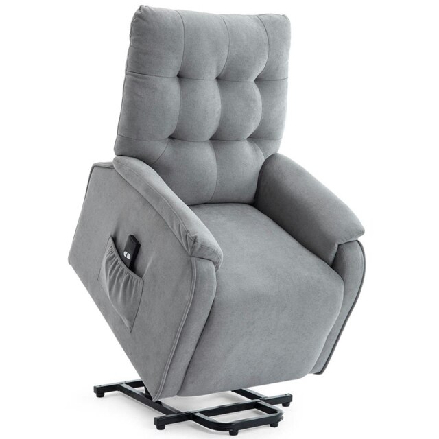 Charlbury Fabric Single Motor Rise Recliner Electric Lift Chair (Grey)