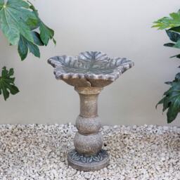 Primrose Eden Leaf Design Decorative Grey Garden Bird Bath Table 62cm