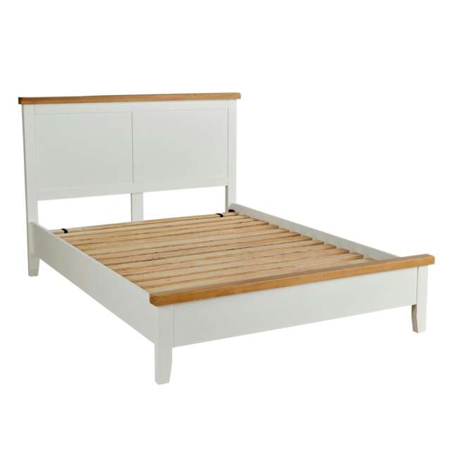 Easton Double Bed Solid Wood Frame And Slats Washed Oak Tops Bedroom Furniture