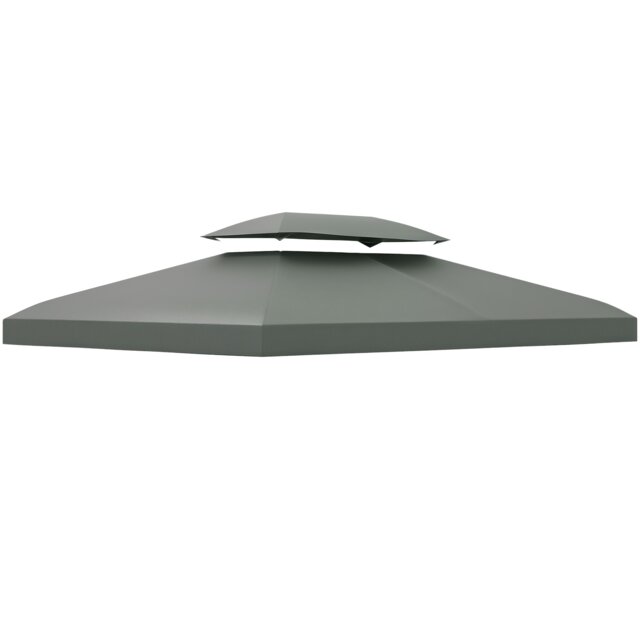 Outsunny 3x4m Gazebo Replacement Roof Canopy 2 Tier Top UV Cover Dark Grey Grey