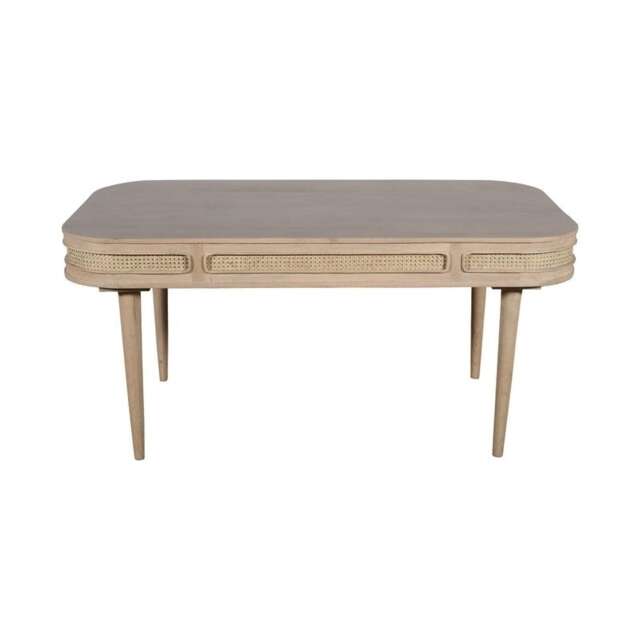 Valencia 6 Seater Dining Table - Cane & Mango Wood - L90 x W165 x H78 cm Multi