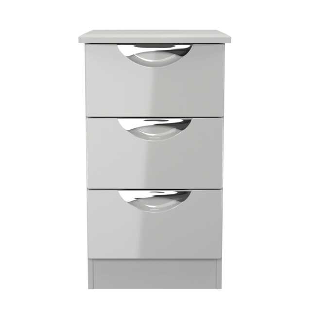 Holborn 3 Drawer Bedside Cabinet in Grey Gloss & Dusk Grey (Ready Assembled) Grey Grey Gloss & Dusk Grey