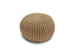 Knitted Pouffe Chunky Round Footstool Ottoman 100% Cotton Handmade Brown Tan