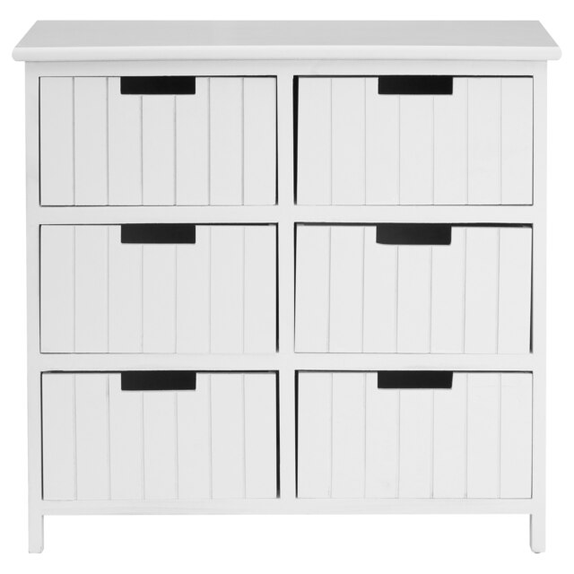 Interiors By Premier Compact Design White Mdf 6 Drawers Chest, Modern Chest Of Drawers For Livingroom, Minimalist Storage Chest White