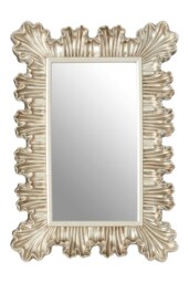 Champagne Finish Clamshell Design Wall Mirror,Symmetrical Pleated Hanging Mirror,Perfect Mounted Mirror Gold