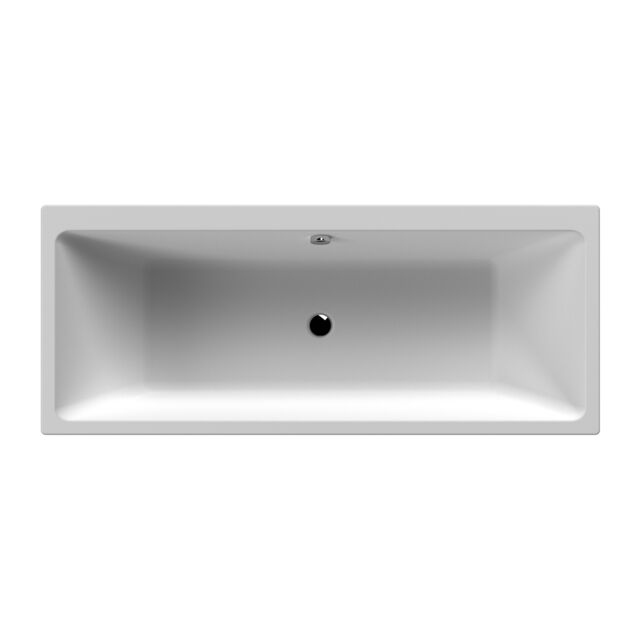 Balterley Modern Square Thin Edge Double Ended Straight Shower Bath with Leg Set White White 1