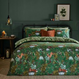 furn. Into The Woods Printed Reversible Duvet Cover Set, Single, Green Green Single