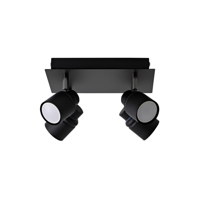 ValueLights Benton Black IP44 Square Bathroom Ceiling Light Black