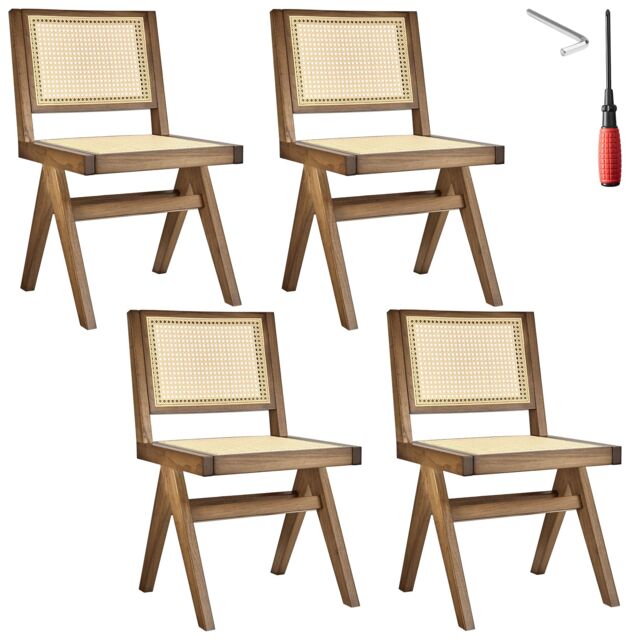 Accent Chair Lizzy with Mid-Century Modern Design, Rattan Backrest and Solid Wood Frame Cream Light oak One Size 4