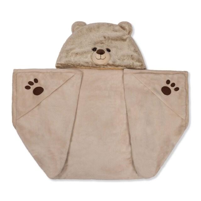 Noxxiez Kids Animal Hooded Blanket - Teddy Bear