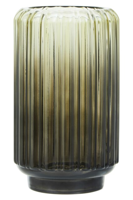Interiors by Premier Durable Large Grey Ribbed Glass Vase, Robust Pottery Vase, Contemporary Design Glass Vase For Flowers Grey