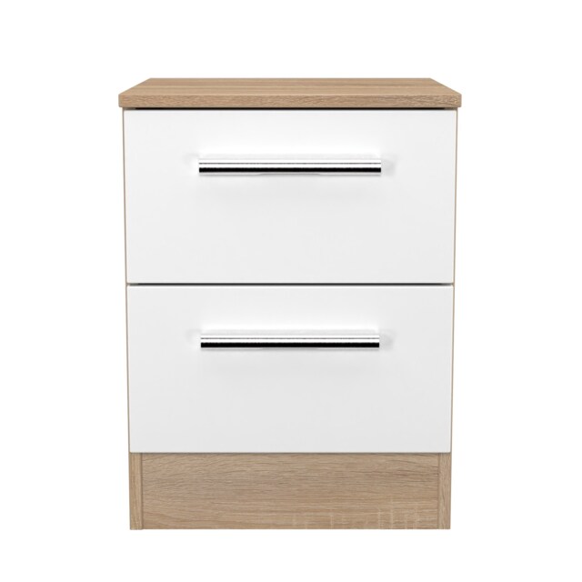 Trent 2 Drawer Compact Bedside Cabinet in White Matt & Black Matt (Ready Assembled) White White Matt & Black Matt
