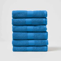 Homescapes Turkish Cotton Hand Towel Set of 6 - Cobalt Blue Blue Hand towel 6