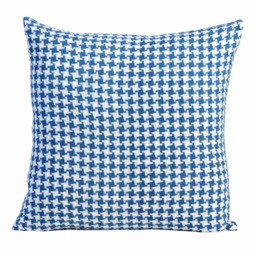 Homescapes Houndstooth Cotton Cushion Cover Blue - 60 x 60 cm Blue Blue 60 x 60 cm