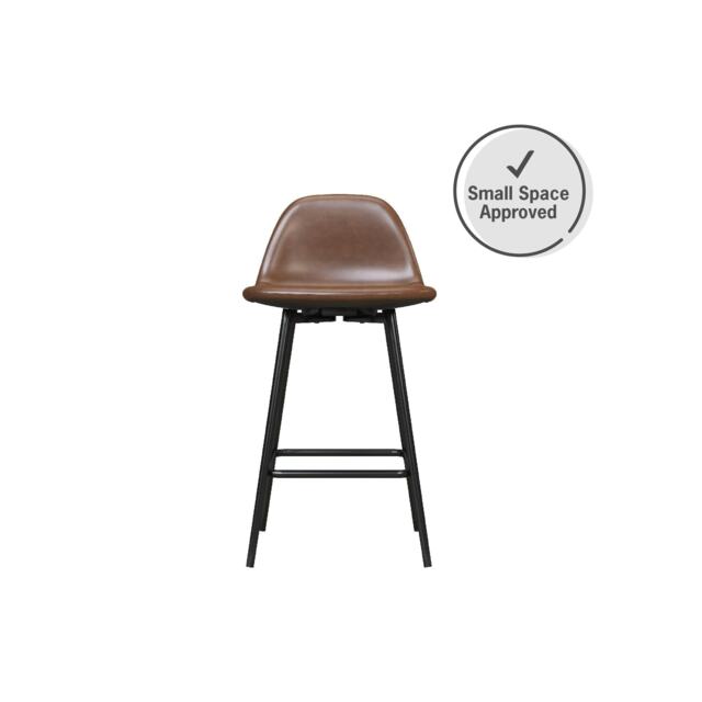 Calvin Counter Stool in PU Camel Orange Camel