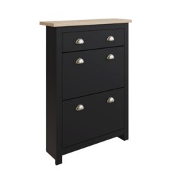 Lancaster 2 Door 1 Drawer Shoe Cabinet Black Black