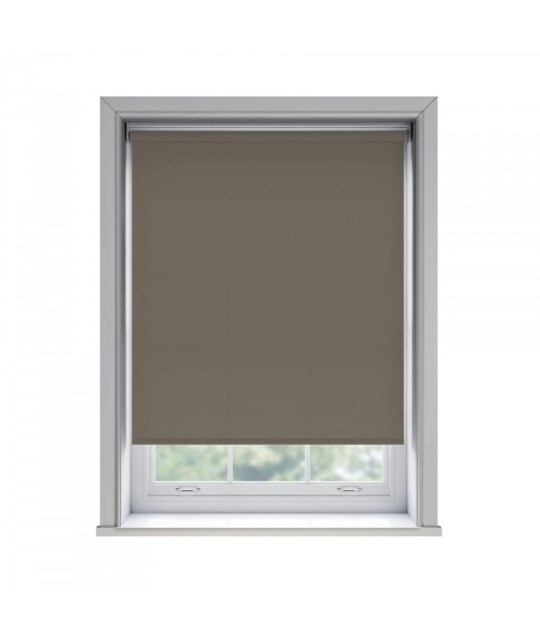 65cm No Drill Chocolate Thermal Blackout Roller Blind (170cm Drop) Brown