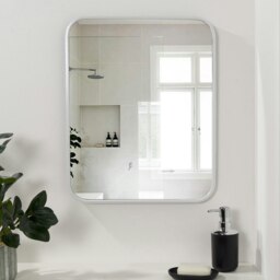 OHS Rectangular Wall Mounted Framed Vanity Glass Mirror, 54x42cm - White