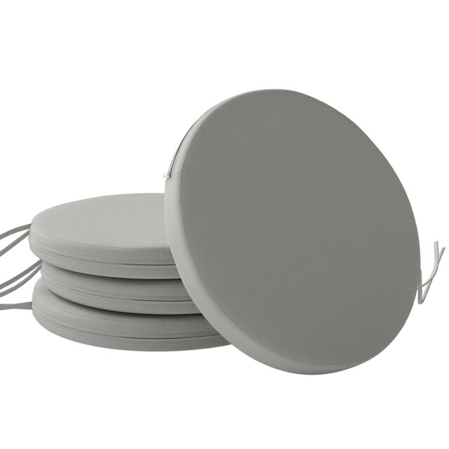 Outsunny Bistro Chair Cushions, Chair Pads Set of 4 Grey Light Grey 41 x 41 x 5 cm