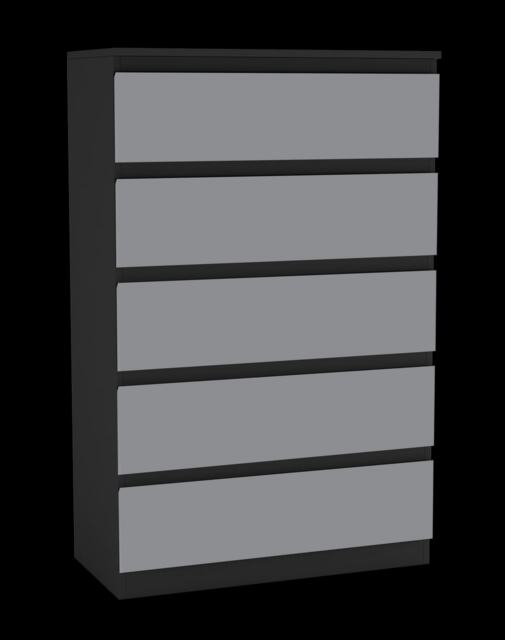 Minimalist Chest of 5 Drawers 108.5x70x35 Black Black & Grey 1