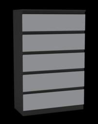 Minimalist Chest of 5 Drawers 108.5x70x35 Black Black & Grey 1