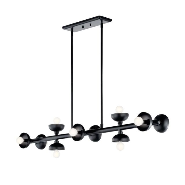 Kichler Palta Bar Pendant Ceiling Light Contemporary Satin Black 10x E14