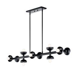Kichler Palta Bar Pendant Ceiling Light Contemporary Satin Black 10x E14